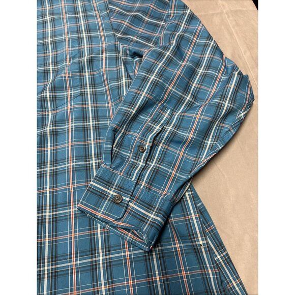Chaps Blue Plaid Long Sleeve Casual Button Down Men's size 3XL Nylon/Polyester - Picture 5 of 16